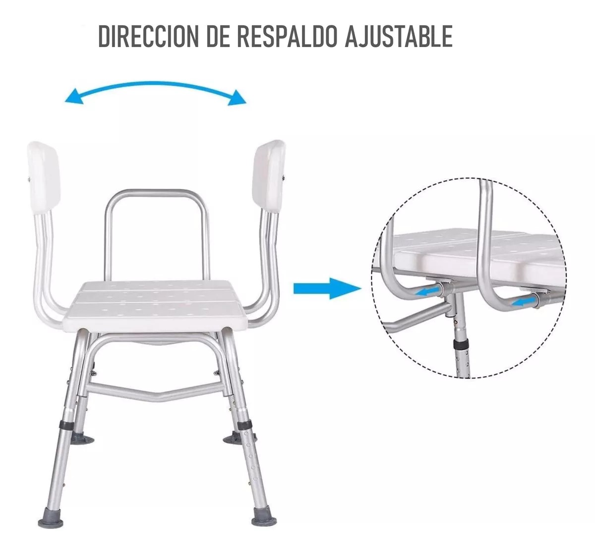 SILLA PISO DE DUCHA 502B PARA TRANSFERENCIA BAÑO TINA ALUMINIO - 3
