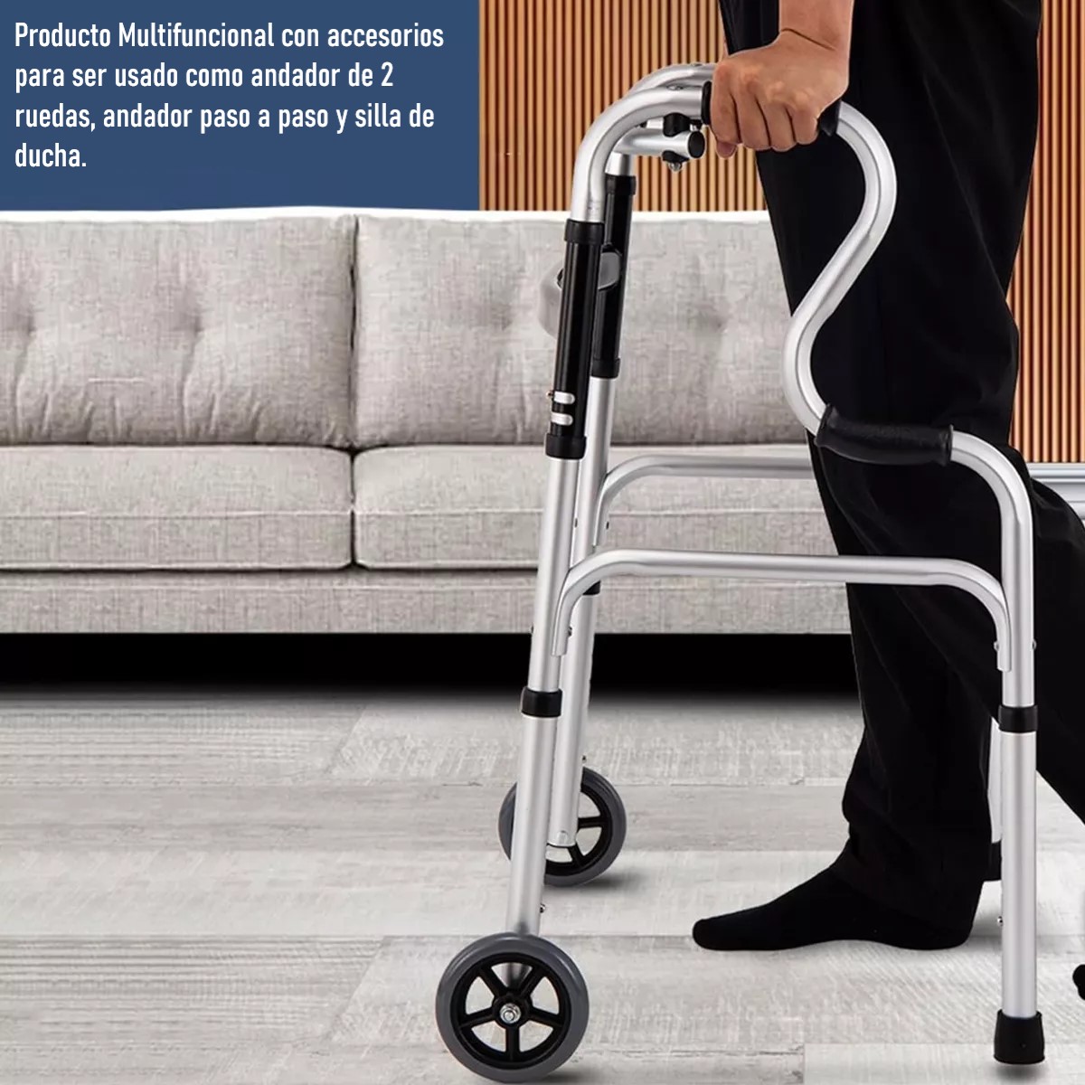SILLA DE DUCHA 804E ANDADOR BURRITO PLEGABLE 2 EN 1 PORTATIL - 4