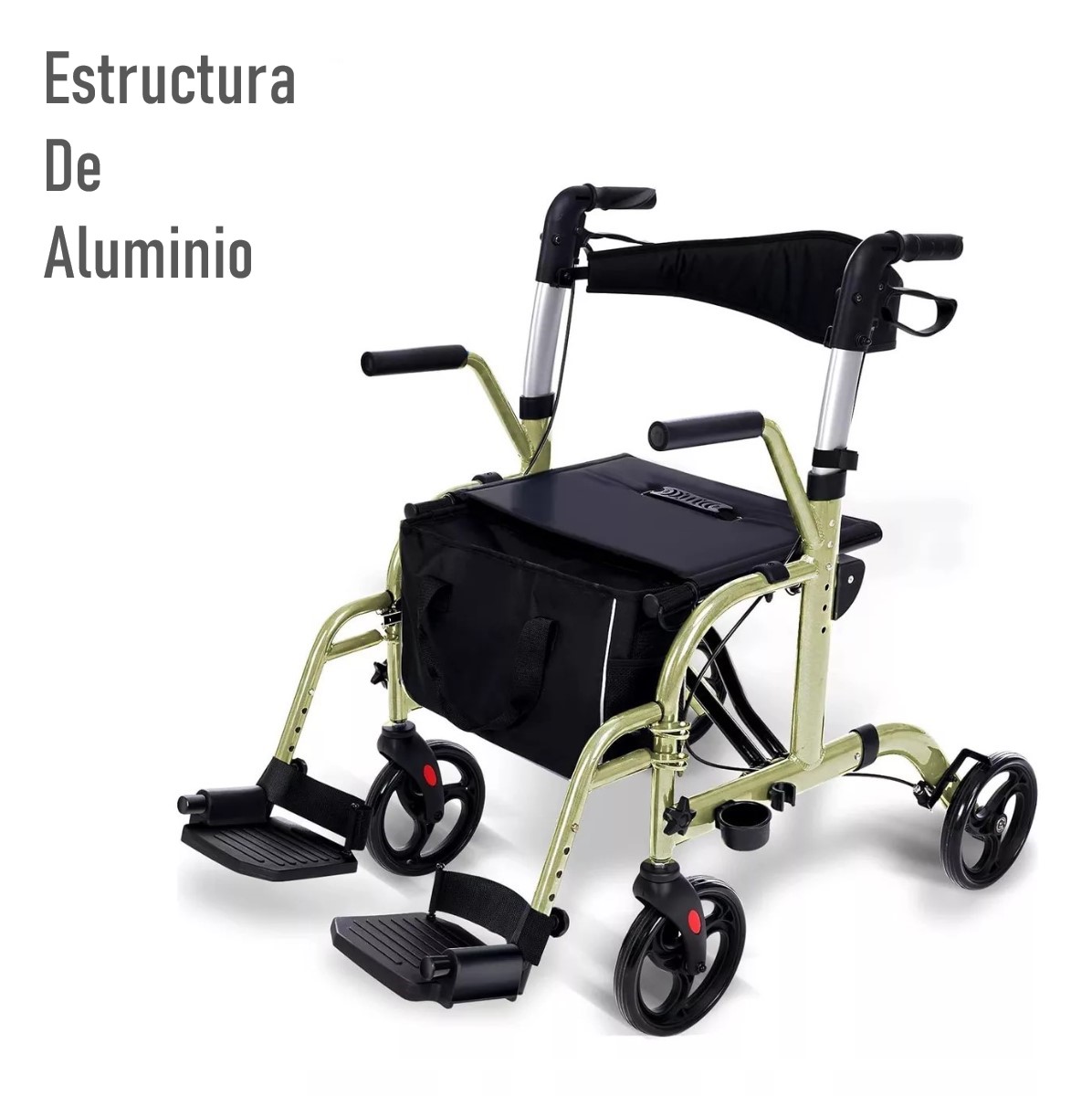 ANDADOR 1001C 4 RUEDAS PLEGABLE 2 EN 1 SILLA RUEDAS APOYABRAZOS - 3