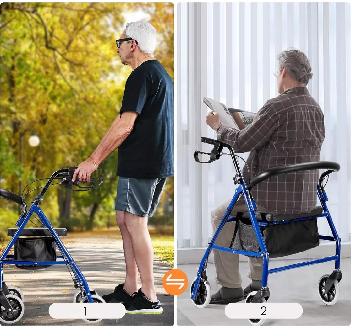 ANDADOR 3003C 4 RUEDAS PLEGABLE CON ASIENTO FRENOS Y BOLSO - 4