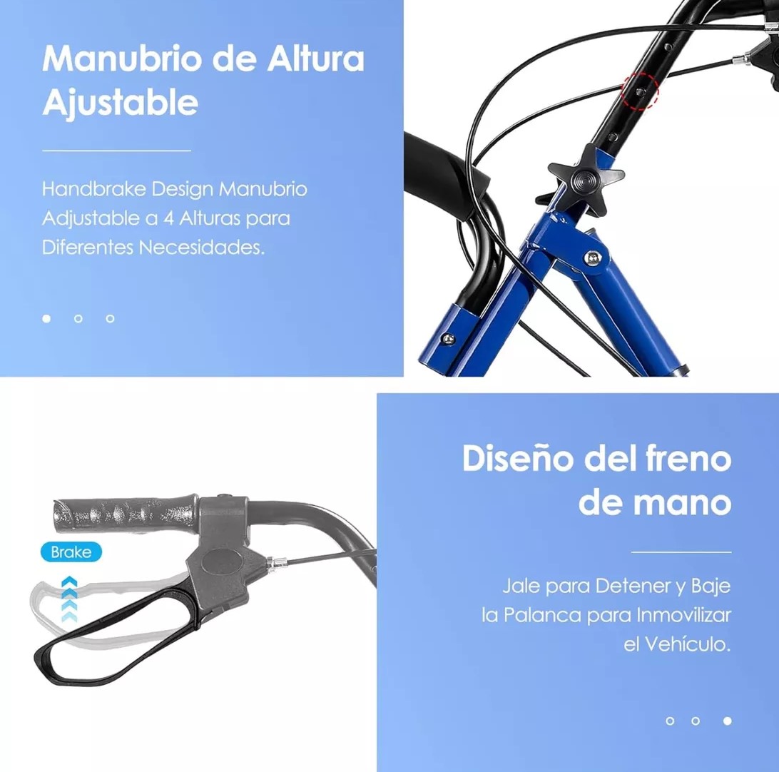 ANDADOR 3003C 4 RUEDAS PLEGABLE CON ASIENTO FRENOS Y BOLSO - 5