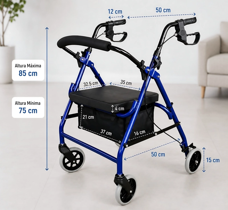 ANDADOR 3004B-1 ORTOPEDIA BURRITO CON ASIENTO Y BOLSO 4 RUEDAS - 3