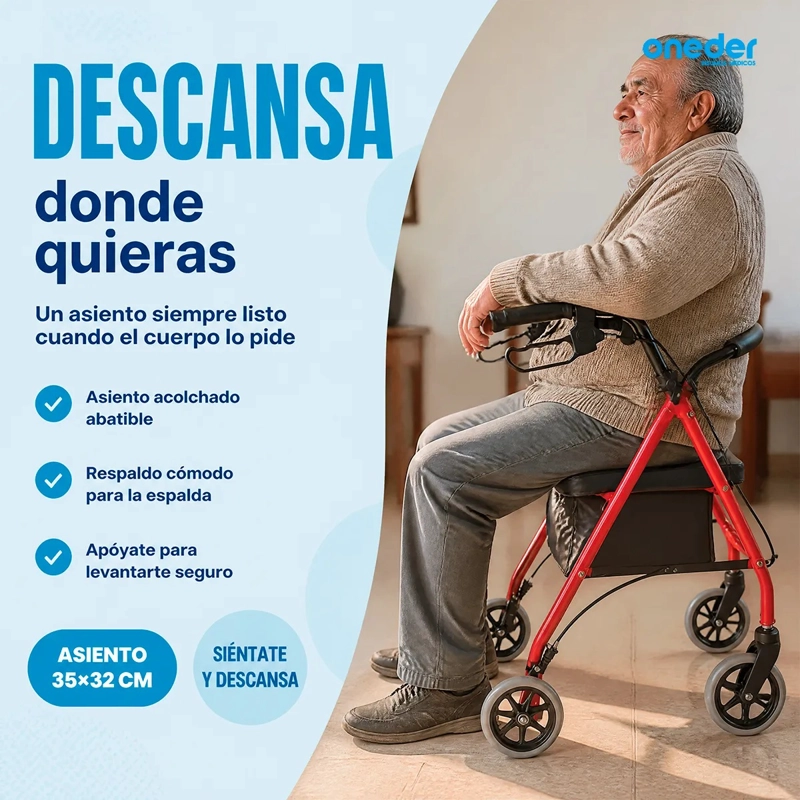 ANDADOR 3004D BURRITO 4 RUEDAS PLEGABLE CON ASIENTO Y BOLSO - 3