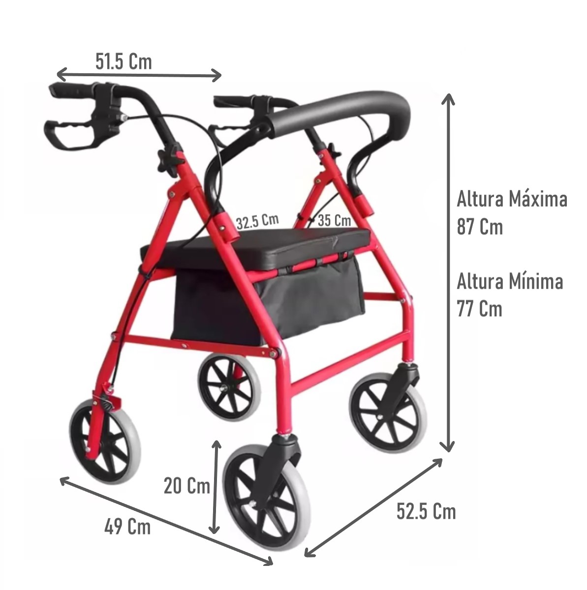 ANDADOR 3004D BURRITO 4 RUEDAS PLEGABLE CON ASIENTO Y BOLSO - 3