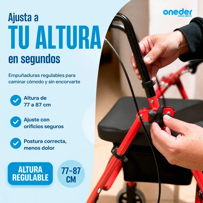 ANDADOR 3004D BURRITO 4 RUEDAS PLEGABLE CON ASIENTO Y BOLSO - 5