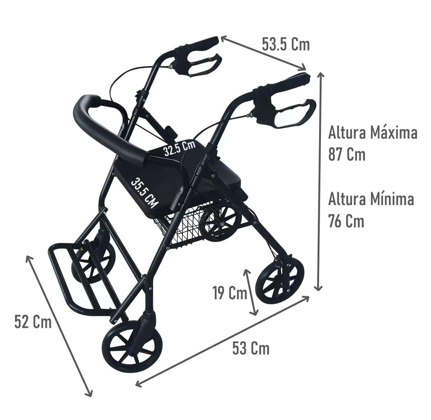 ANDADOR 3002B BURRITO PLEGABLE 4 RUEDAS CON CANASTO Y REPOSAPIES - 2