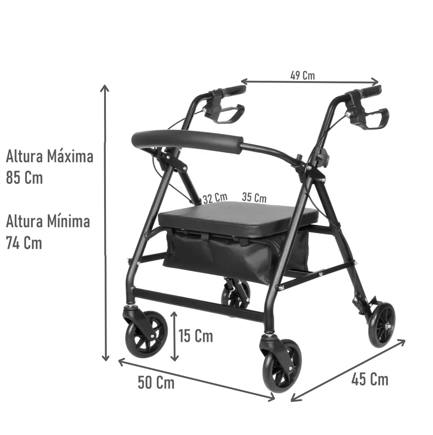 ANDADOR 4002A BURRITO 4 RUEDAS PLEGABLE CON ASIENTO Y BOLSO - 2