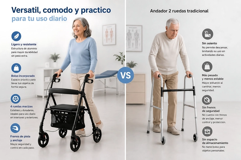 ANDADOR 1004D 4 RUEDAS CON ASIENTO Y CANASTO ALUMINIO LIVIANO - 2