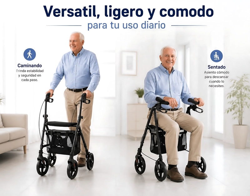 ANDADOR 1004D 4 RUEDAS CON ASIENTO Y CANASTO ALUMINIO LIVIANO - 5