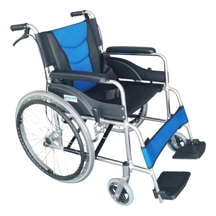 SILLA DE RUEDAS PLEAGABLE DOBLE FRENO Y CINTURÓN - CROMADA ONEDER - 1