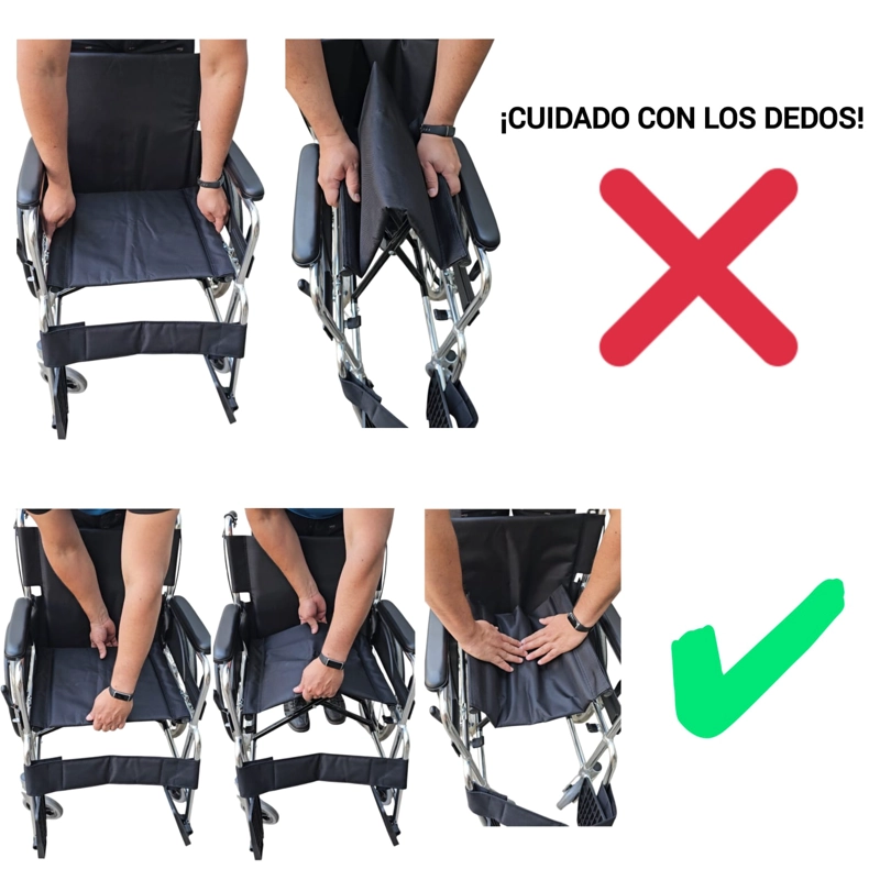 SILLA DE RUEDAS PLEAGABLE DOBLE FRENO Y CINTURÓN - CROMADA ONEDER - 5