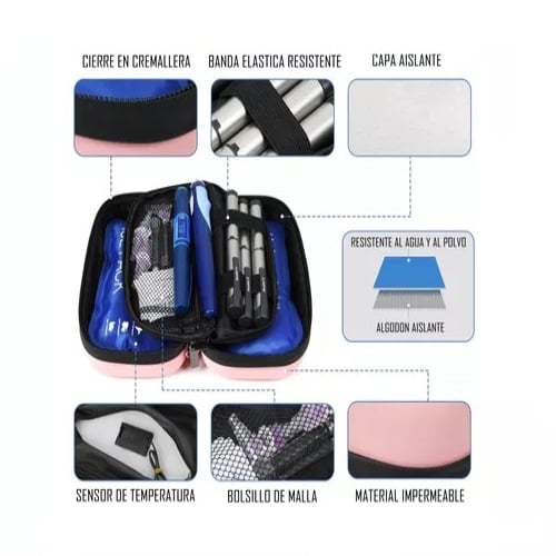 Bolso Estuche De Viaje Cooler Porta Insulina Diabéticos Oneder Rosado - 5