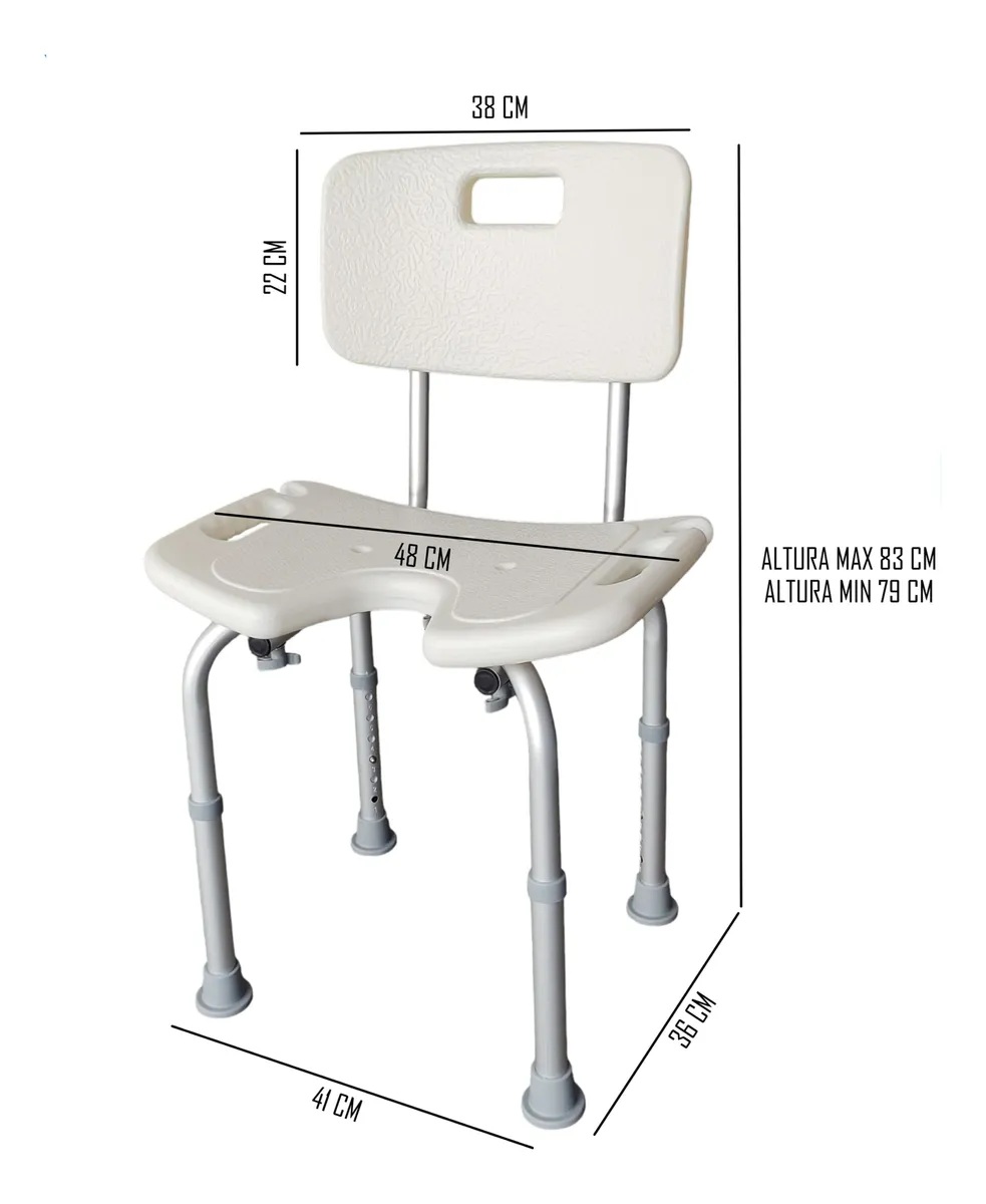 SILLA DE DUCHA CON REBAJE RESPALDO ALTURA AJUSTABLE ALUMINIO ONEDER - 2
