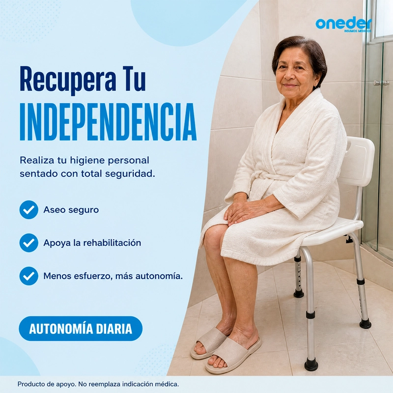 SILLA DE DUCHA PARA BAÑO ALTURA AJUSTABLE ALUMINIO ONEDER - 3