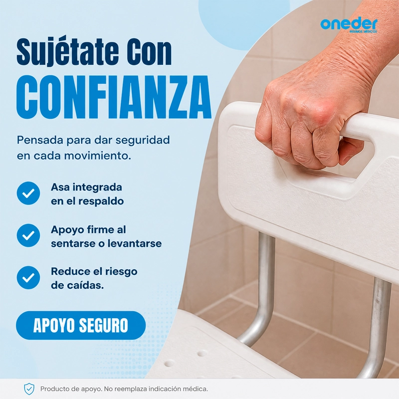 SILLA DE DUCHA PARA BAÑO ALTURA AJUSTABLE ALUMINIO ONEDER - 4
