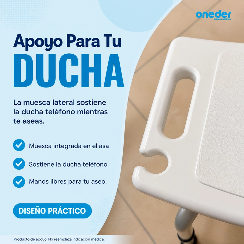 SILLA DE DUCHA PARA BAÑO ALTURA AJUSTABLE ALUMINIO ONEDER - 5