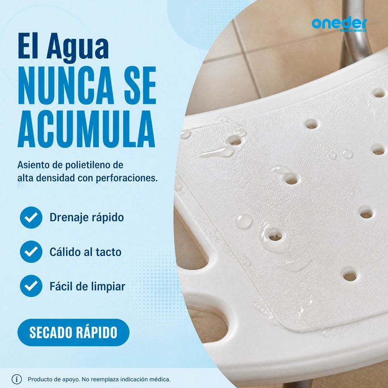 SILLA DE DUCHA PARA BAÑO ALTURA AJUSTABLE ALUMINIO ONEDER - 6