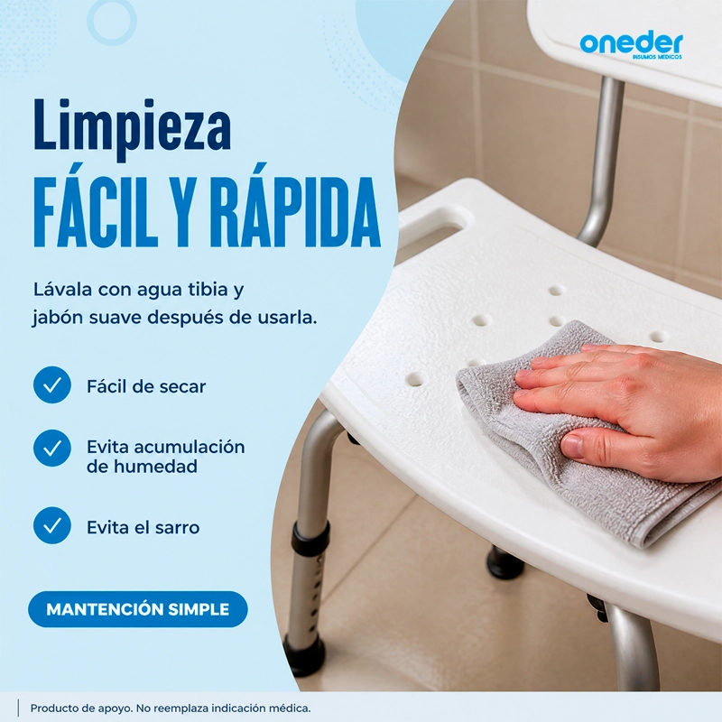 SILLA DE DUCHA PARA BAÑO ALTURA AJUSTABLE ALUMINIO ONEDER - 7