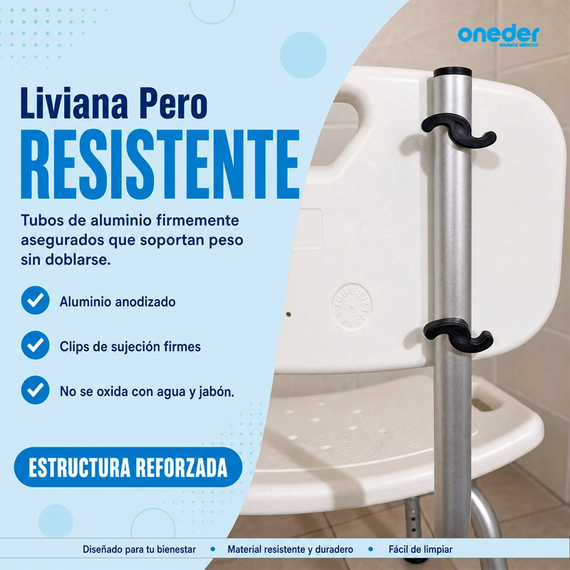 SILLA DE DUCHA PARA BAÑO ALTURA AJUSTABLE ALUMINIO ONEDER - 8