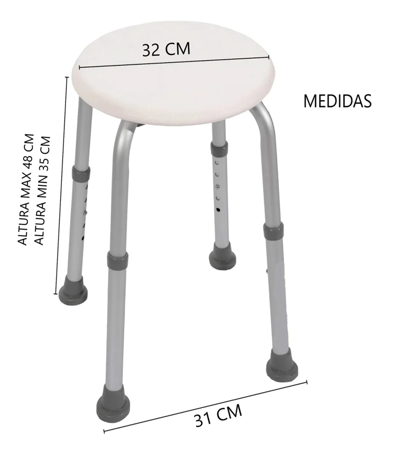 Piso Silla De Ducha Baño Ajustable Aluminio Oneder Seguridad - 2