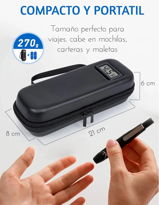 BOLSO PORTATIL INSULINA ESTUCHE COOLER REFRIGERANTE DE VIAJE NEGRO - 2