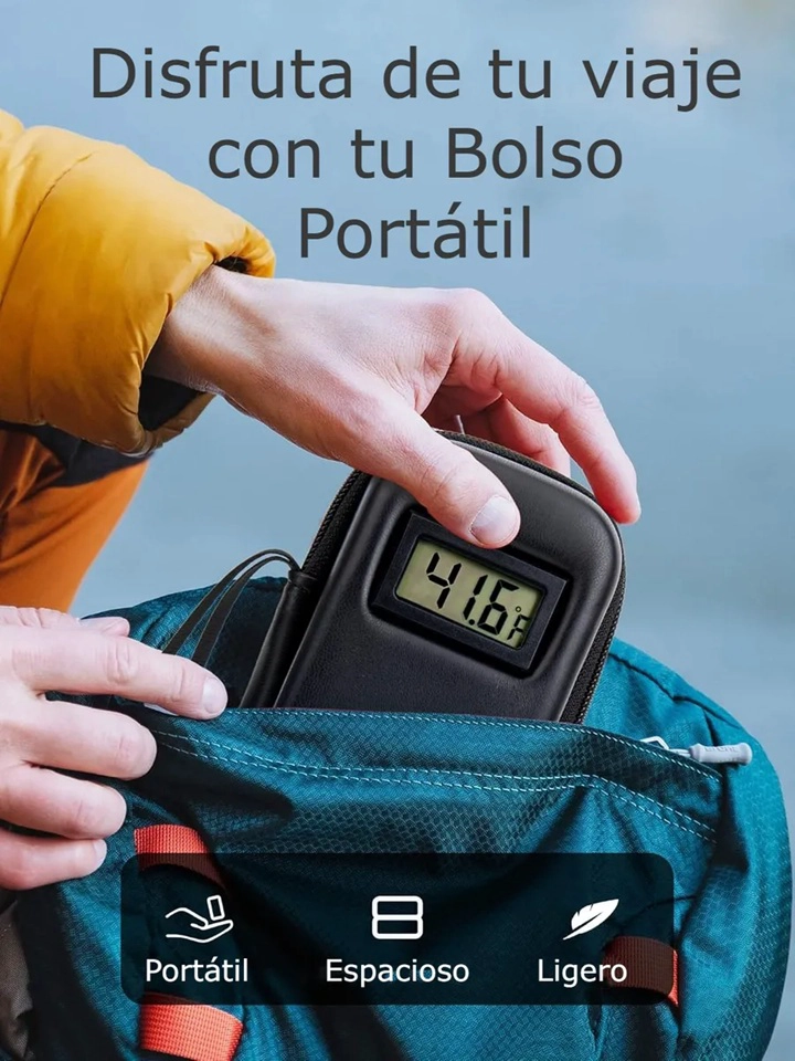 BOLSO PORTATIL INSULINA ESTUCHE COOLER REFRIGERANTE DE VIAJE NEGRO - 5