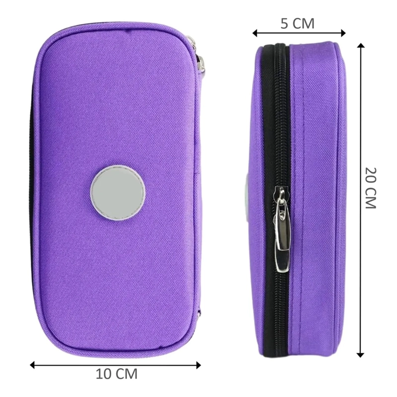 BOLSO ESTUCHE PORTA INSULINA REFRIGERANTE PORTATIL DE VIAJE TELA MORADO - 2