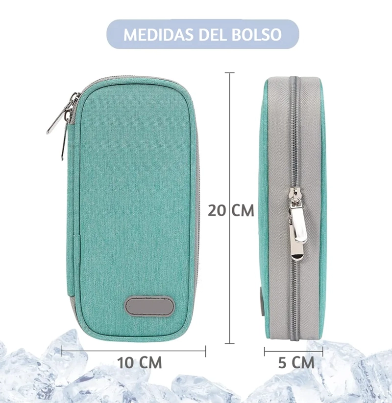 BOLSO PARA VIAJE ESTUCHE PORTA INSULINA PORTATIL MEDICAMENTO ONEDER VERDE - 2