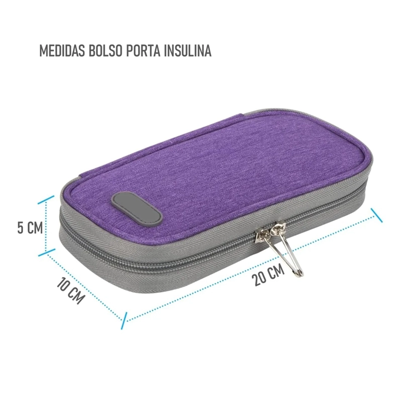 BOLSO PARA VIAJE ESTUCHE PORTA INSULINA PORTATIL MEDICAMENTO ONEDER MORADO - 2