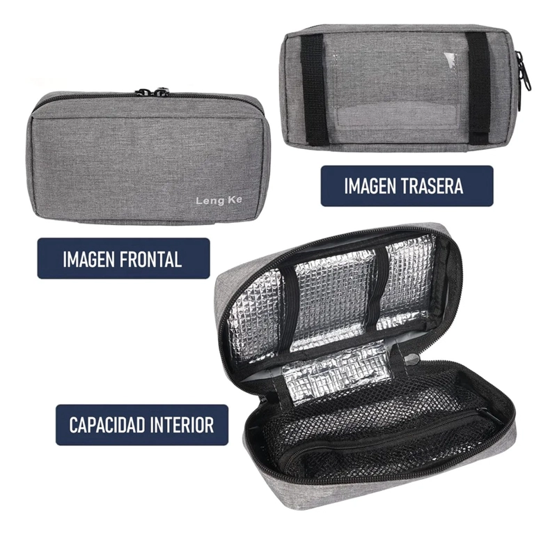 ENFRIADOR SPORT ESTUCHE DE VIAJE BOLSO COOLER MEDICAMENTOS ONEDER GRIS - 3