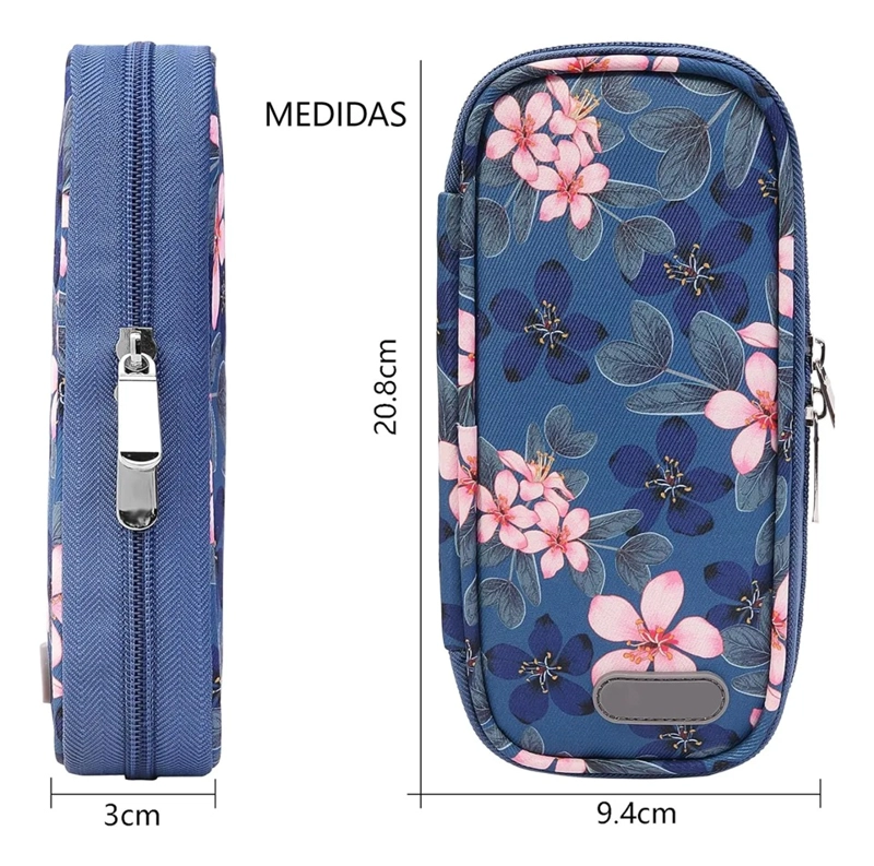 BOLSO ESTUCHE PORTATIL DE VIAJE INSULINA COOLER REFRIGERANTE ONEDER FLORES ROSADAS - 2