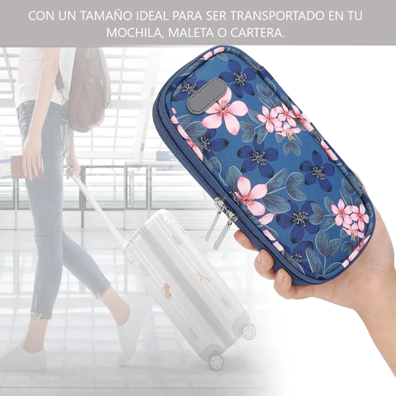 BOLSO ESTUCHE PORTATIL DE VIAJE INSULINA COOLER REFRIGERANTE ONEDER FLORES ROSADAS - 3