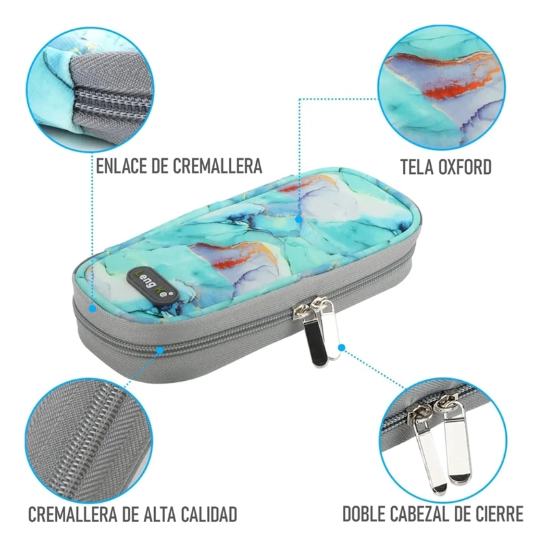 BOLSO ESTUCHE PORTATIL DE VIAJE INSULINA COOLER REFRIGERANTE MARMOL VERDE - 3