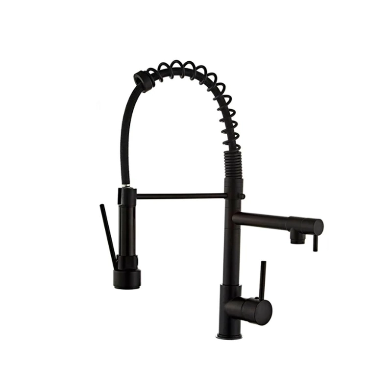 LLAVE GRIFERIA LAVAPLATOS DOBLE CUELLO CISNE FLEXIBLE COCINA TAP01 NEGRO - 1