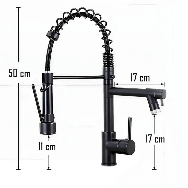 LLAVE GRIFERIA LAVAPLATOS DOBLE CUELLO CISNE FLEXIBLE COCINA TAP01 NEGRO - 2