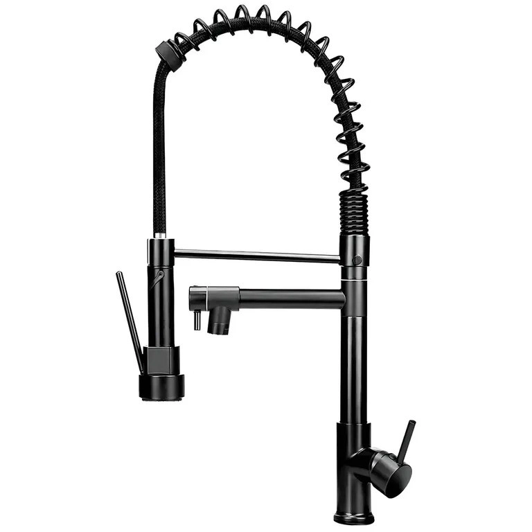 LLAVE GRIFERIA LAVAPLATOS DOBLE CUELLO CISNE FLEXIBLE COCINA TAP01 NEGRO - 4