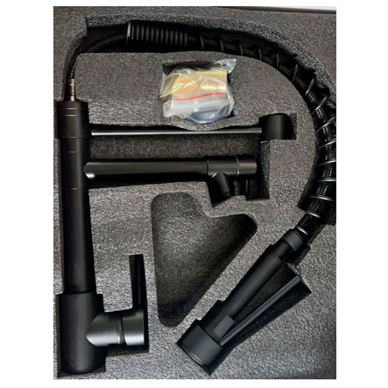 LLAVE GRIFERIA LAVAPLATOS DOBLE CUELLO CISNE FLEXIBLE COCINA TAP01 NEGRO - 8