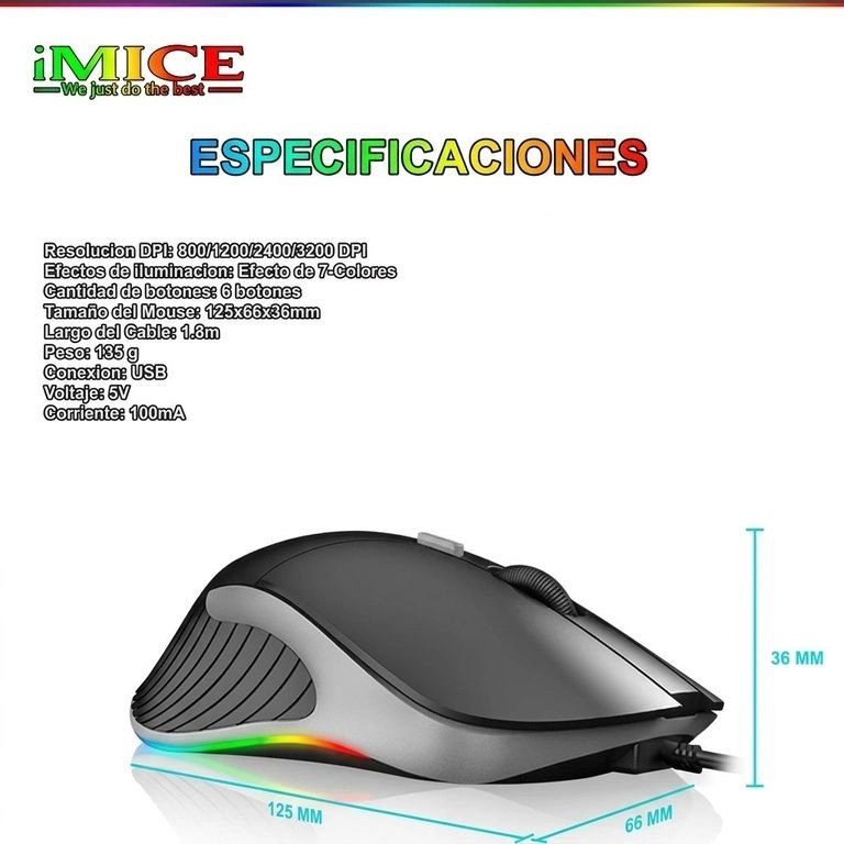 MOUSE IMICE GAMER X6 3200 DPI RETROILUMINADO - 3