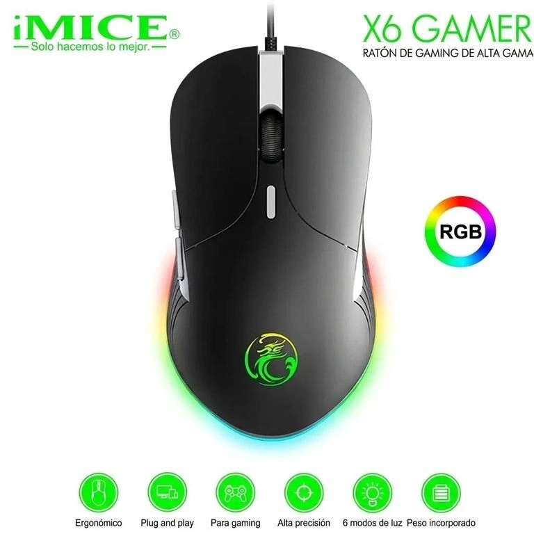 MOUSE IMICE GAMER X6 6400 DPI RETROILUMINADO - 5