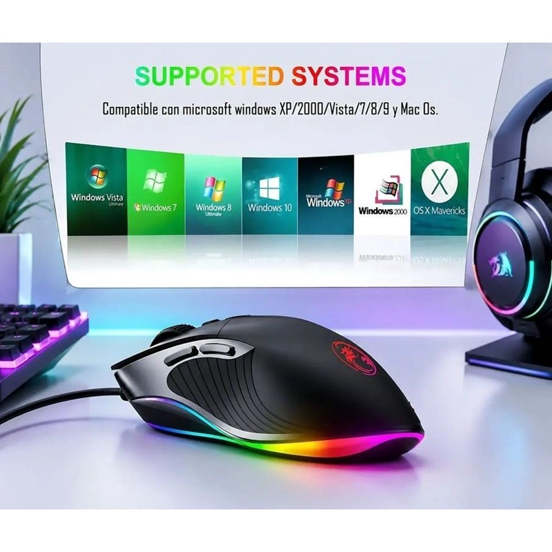 KIT GAMER IMICE MOUSE X6 3200 DPI + MOUSEPAD RGB 35X25 CM - 6