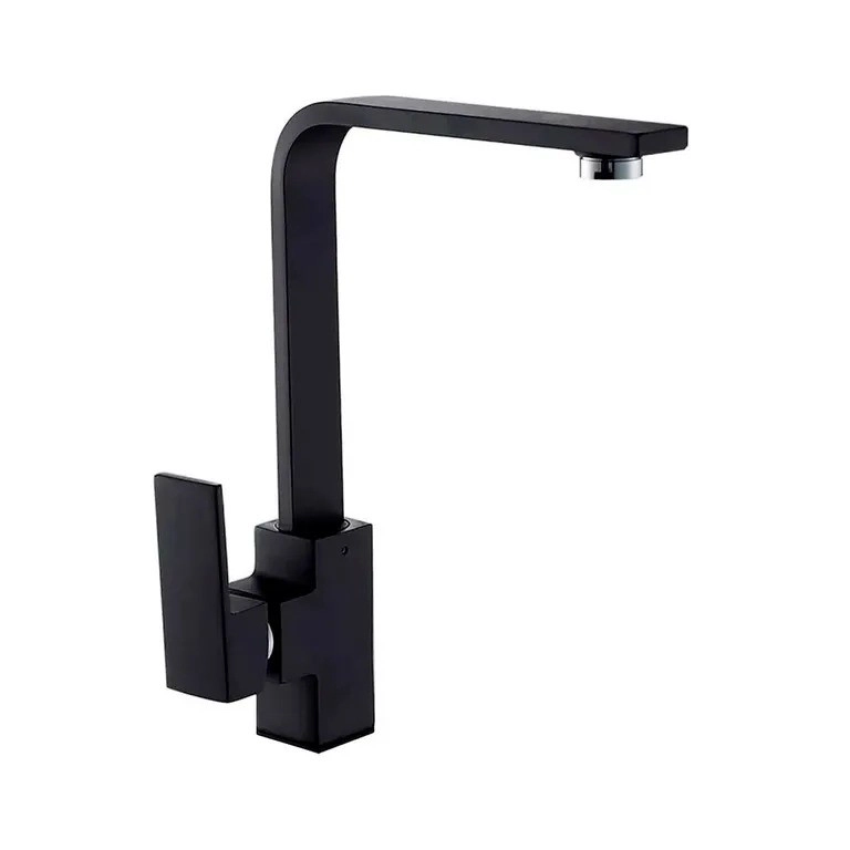 LLAVE GRIFERIA LAVAPLATOS CUADRADO CUELLO GIRATORIO TAP26 NEGRO MATTE - 1