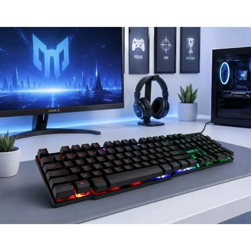 KIT GAMER IMICE TECLADO AK-600 + MOUSE X6 6400 DPI TECLADO NEGRO - 4