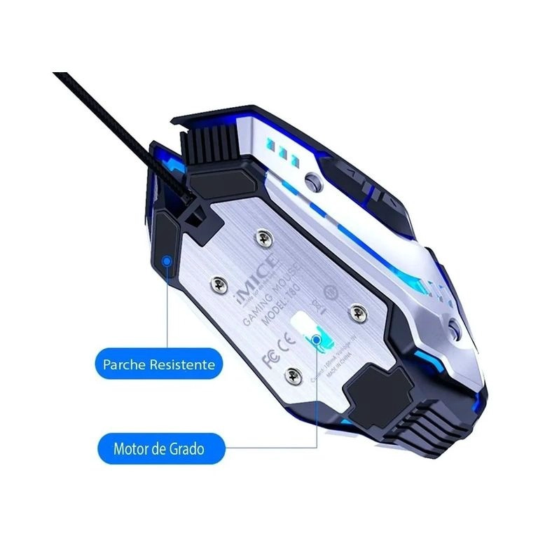 MOUSE GAMER RGB IMICE T80 3200 DPI ILUMINADO MAUS GAMER NEGRO - 2