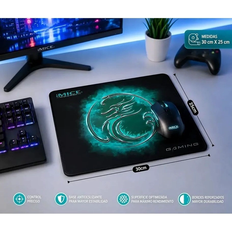 PACK MOUSE OPTICO GAMER IMICE A9 + MOUSEPAD - 5