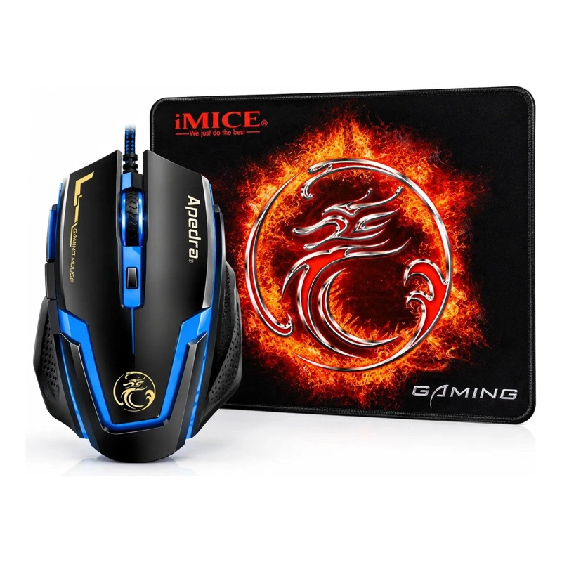 PACK MOUSE OPTICO GAMER IMICE A9 + MOUSEPAD - 7
