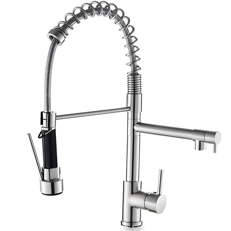 LLAVE GRIFERIA LAVAPLATOS DOBLE CUELLO CISNE FLEXIBLE COCINA TAP01 PLATEADO - 1