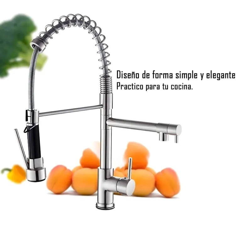 LLAVE GRIFERIA LAVAPLATOS DOBLE CUELLO CISNE FLEXIBLE COCINA TAP01 PLATEADO - 3