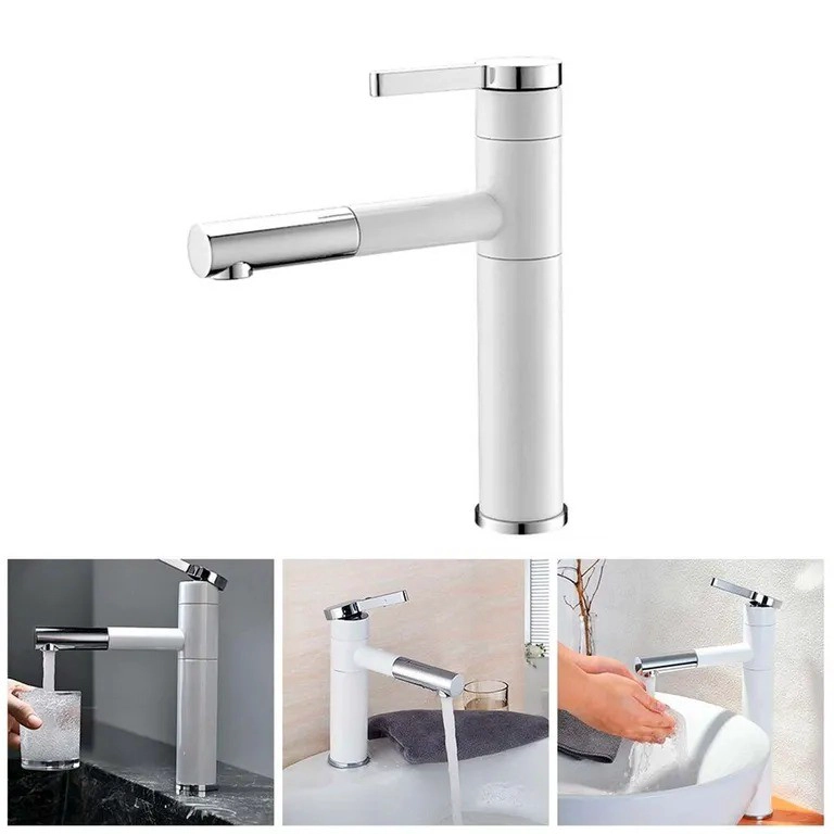 LLAVE GRIFERIA LAVAMANOS CON CUELLO EXTENSIBLE BLANCO TAP23 - 2