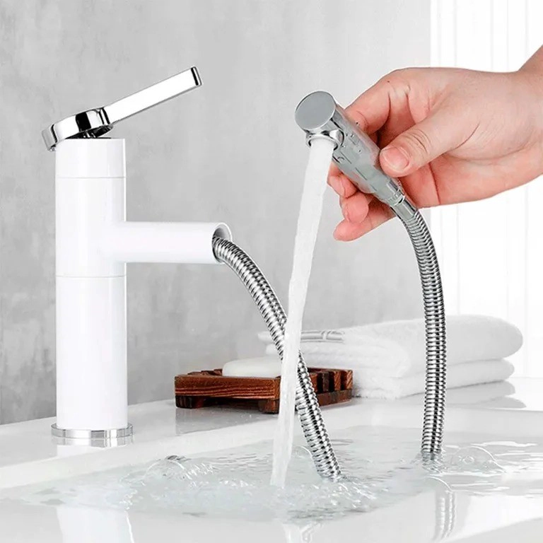 LLAVE GRIFERIA LAVAMANOS CON CUELLO EXTENSIBLE BLANCO TAP23 - 3