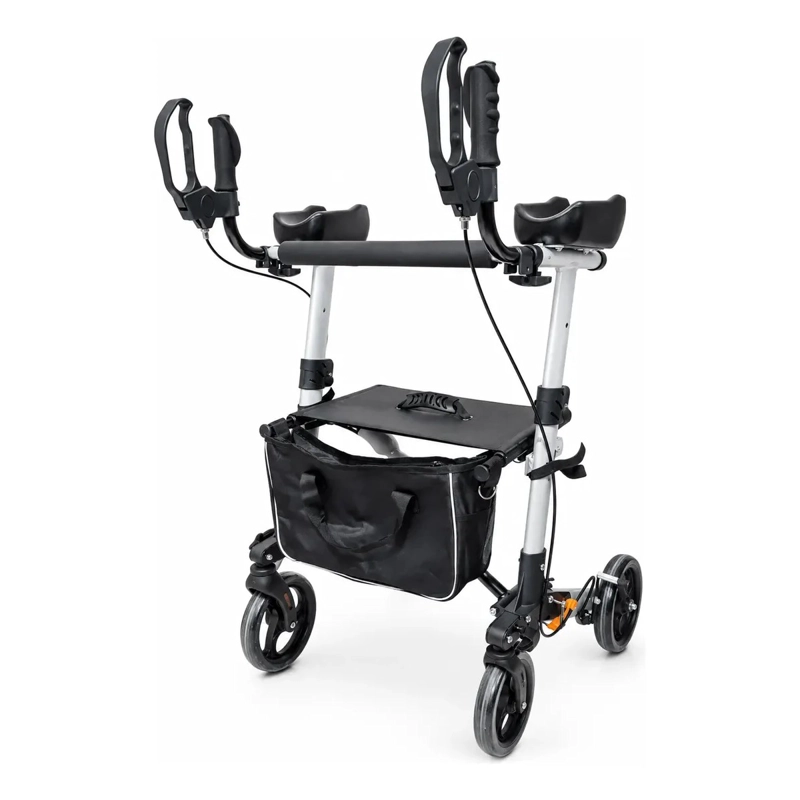 ANDADOR BURRITO ORTOPEDICO VERTICAL PLEGABLE CON APOYO DE ANTEBRAZOS ASIENTO Y FRENOS GRIS 1003C - 1